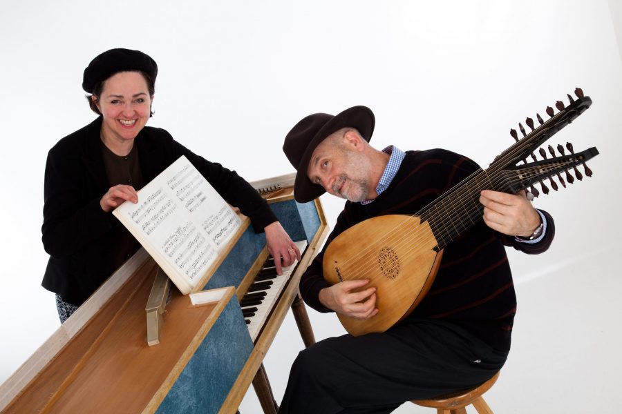 Sara and Matthew with lute and virginals